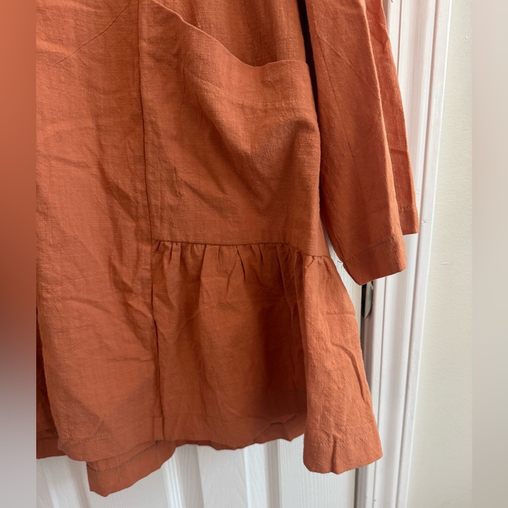 TALULAH Ruffle Hem Button Down Oversized Cotton Dress Size Small - Picture 4 of 8